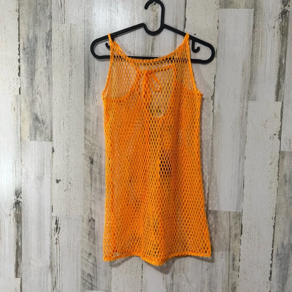 Wild Fable Bright Orange Mesh Coverup